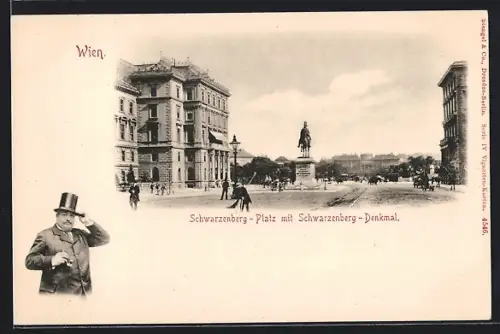 AK Wien, Schwarzenberg-Platz mit Schwarzenberg-Denkmal