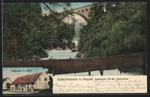 AK Kappel / Lenzkirch, Gutachbrücke und Restaurant R. Aman