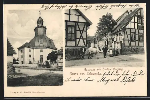AK Schwenda, Gasthaus von Gustav Möhring, Kirche