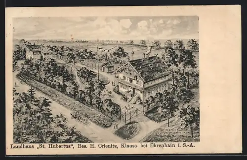 AK Klausa bei Ehrenhain, Landhaus St. Hubertus, Bes. H. Crienitz