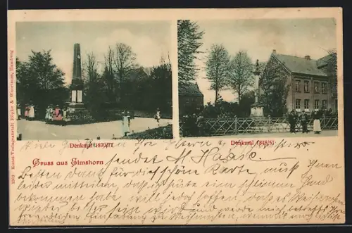 AK Elmshorn, Denkmal 1870/71 und Denkmal 1813/15