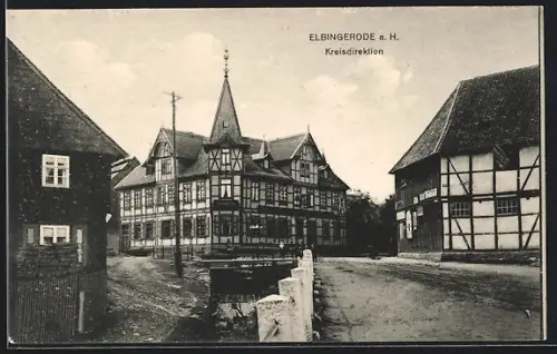 AK Elbingerode a. H., Kreisdirektion mit Strassenpartie