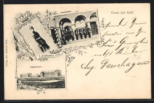 AK Köln-Kalk, Kasernenwache, Kronprinz-Kaserne, Frau in Uniform