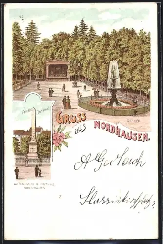 Lithographie Nordhausen, Warenhaus b. Pinthus, Gehege