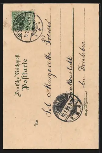 Lithographie Quedlinburg, Blick zum Schloss