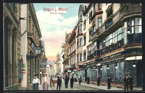 AK Hagen i. Westf., Partie in der Mittelstrasse
