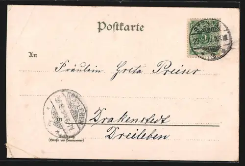 Lithographie Stendal, Marktplatz, Rathaus, Marienkirche, Dom