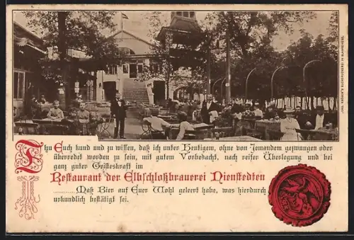 AK Hamburg-Nienstedten, Restaurant der Elbschlossbrauerei, Siegel