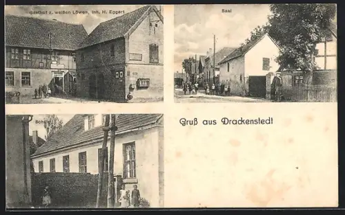 AK Drackenstedt, Gasthof z. weissen Löwen, Inh. H. Eggert, Saal