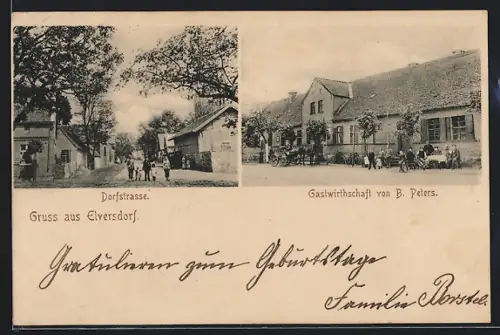 AK Elversdorf, Gasthaus von B. Peters, Dorfstrasse