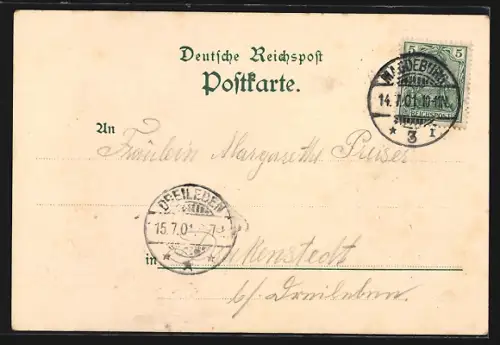 Lithographie Magdeburg, Gasthaus Schützenhause, Inh. Georg Dey, Cafe