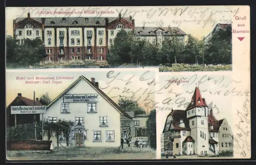 AK Banteln, Hotel und Restaurant Lindenhof, Bes. Carl Jagau, Gräflich Benningsen`sche Mühle