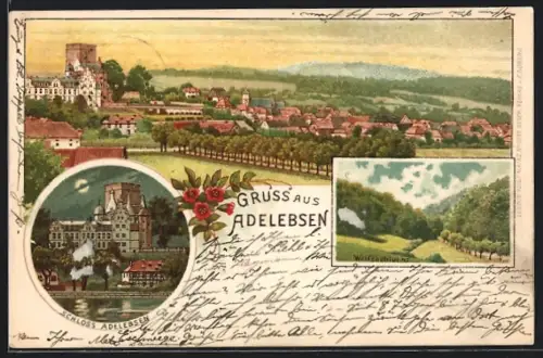 Lithographie Adelebsen, Schloss, Wolfsschlucht