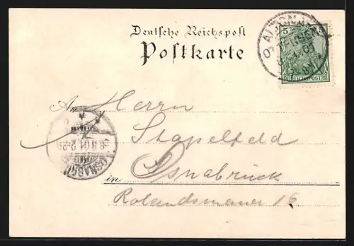 Lithographie Hamburg-Altona, Petersen`s Hotel, Bahnhof, Hafenpartie