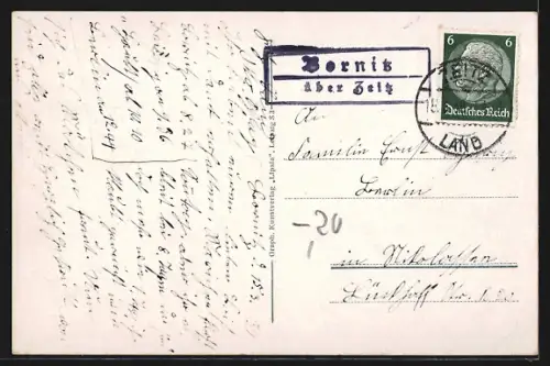 AK Bornitz bei Zeitz, GeschäftshausO. Ulbrich, Schule, Denkmal