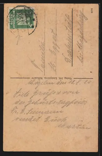 AK Mögelin / Premnitz, Gasthof A. Seemann, Schule, Ortspanorama