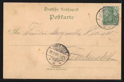 Lithographie Wormsdorf, Molkerei, Kirschenberg mit Mühle, Platz