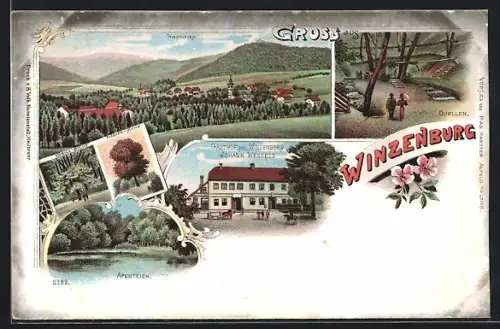 Lithographie Winzenburg, Gasthof zur Winzenburg von Johann Wessels