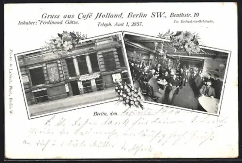 AK Berlin, Café Holland, Inh. Ferdinand Götze, Beuthstrasse 19
