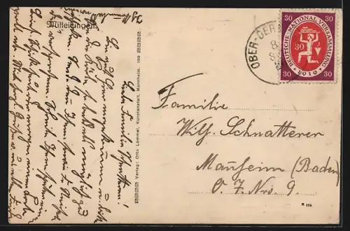 AK Oberderdingen, Totalansicht mit Gasthaus von A. Combe