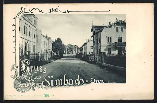 AK Simbach a. Inn, Innstrasse mit Bäumen