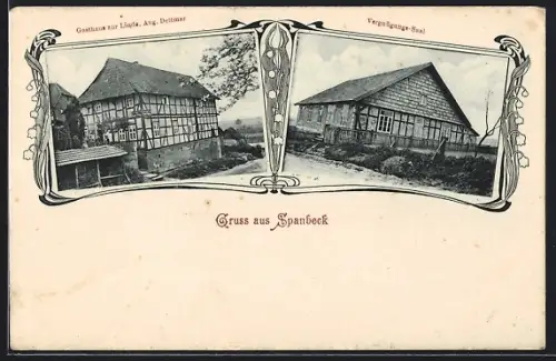 AK Spanbeck, Gasthaus zur Linde, Inh. Aug. Dettmar, Vergnügungs-Saal