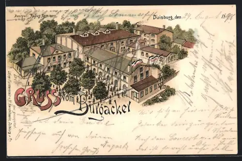 Lithographie Duisburg, Gaststätte Burgacker, Bes. Julius Semmer