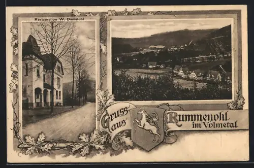AK Rummenohl i. Volmetal, Restaurant W. Dienstuhl, Ortsansicht aus der Vogelschau