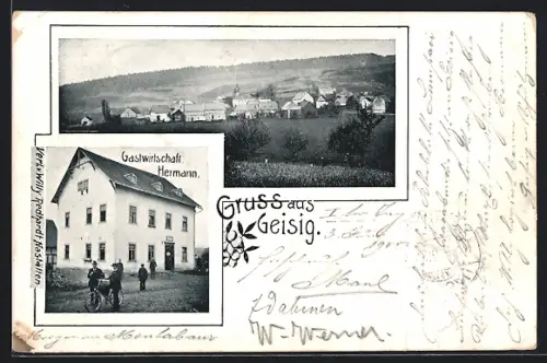 AK Geisig, Gasthaus Hermann, Totalansicht aus der Ferne