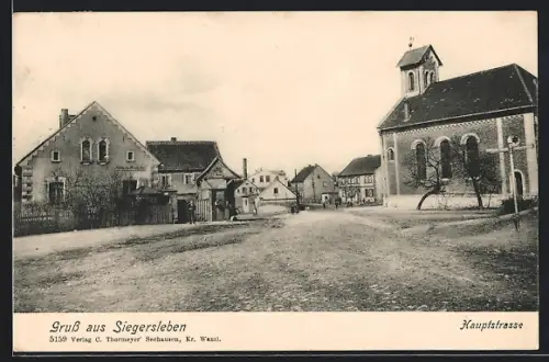 AK Siegersleben, Kirche an der Hauptstrasse