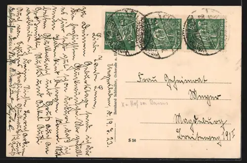 AK Siegersleben, Kaufhaus Wilhelm Schlüter, Kirche, Schule und Strassenpartie