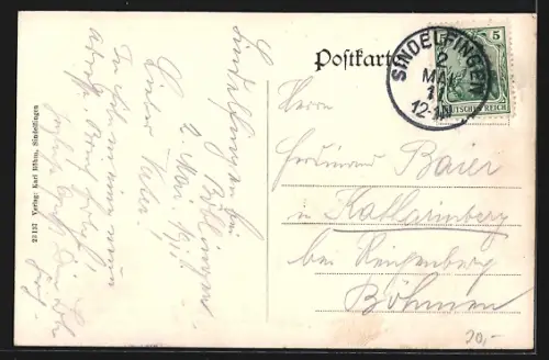AK Sindelfingen, Postamt, Neues Schulhaus und Gartenstrasse