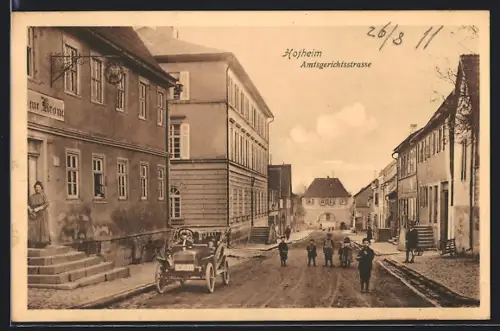 AK Hofheim / Unterfranken, Gasthaus zur Krone in der Amtsgerichtsstrasse