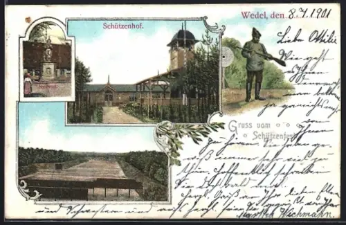 AK Wedel, Schützenfest, Gasthof Schützenhof, Roland und Schütze
