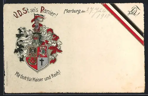 AK Marburg, Studentenwappen mit Motto, V. D. St. sei`s Panier!