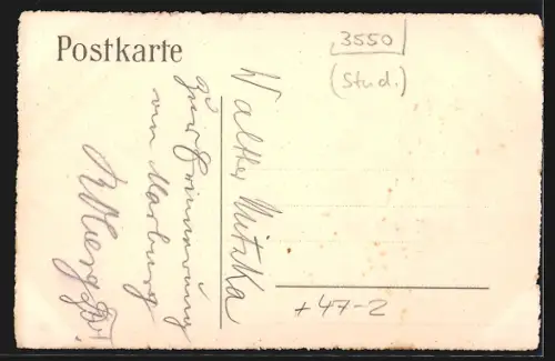 AK Marburg, Studentenwappen mit Motto, V. D. St. sei`s Panier!