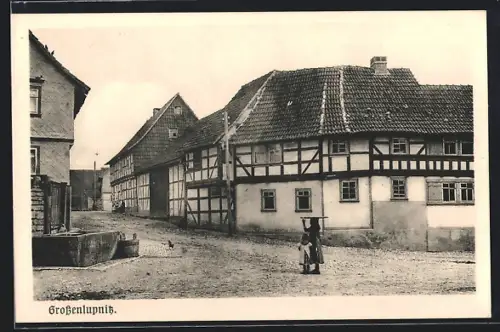 AK Grossenlupnitz, Strassenpartie mit Fachwerkhäusern
