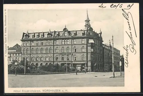 AK Nordhausen a. H., Hotel Friedrichskron mit Strassenpartie