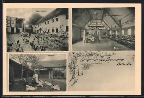 AK Arnstadt /Thür., Hausen, Gasthaus zum Lämmchen, Saal und Garten