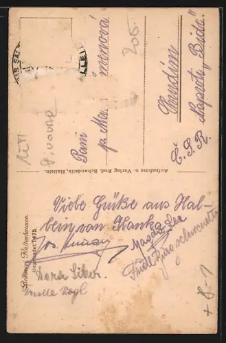 AK Hallein, Brauerei Kaltenhausen, Bahnschienen und Trecker mit Anhängern