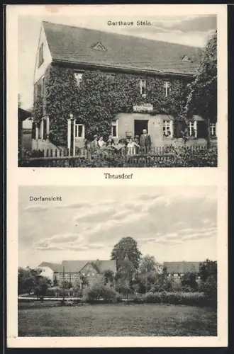 AK Theusdorf / Geithain, Gasthaus Stein, Dorfansicht