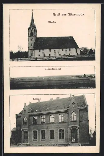 AK Sitzenroda, Kirche, Schule, Gesamtansicht
