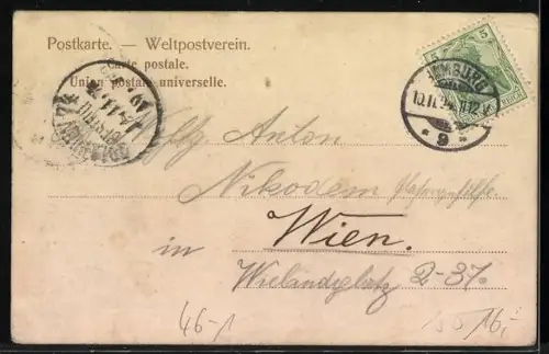 AK Hamburg, Strassenbahn auf dem Messberg, Pferdegespann