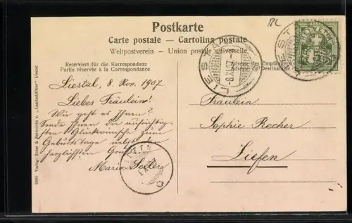 AK Liestal, Burgstrasse mit photogr. Atelier Arnold Seiler und Restaurant Balance