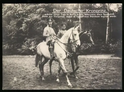 Riesen-AK Kronprinz Wilhelm beim Ausritt im Berliner Tiergarten