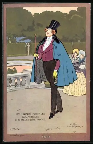 AK Paris, Les Elegants, Belle Jardinières, Dandy