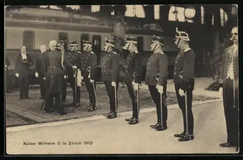 AK Zürich, Besuch 1912, Begrüssung des Kaisers im Bahnhof