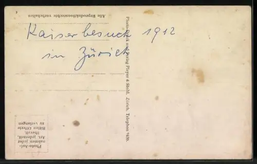 AK Kaiser Wilhelm II. in der Schweiz 1912