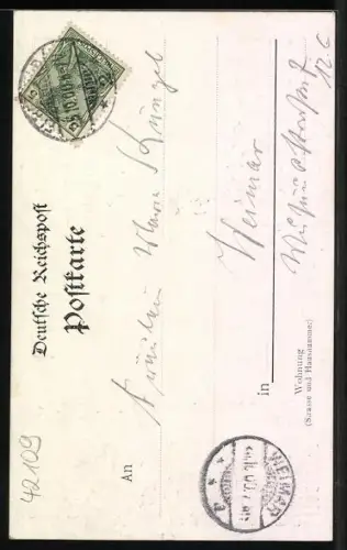 Lithographie Elberfeld, Kaiserbesuch 1900, Kaiserportrait, Elberfelder Kaiserrede