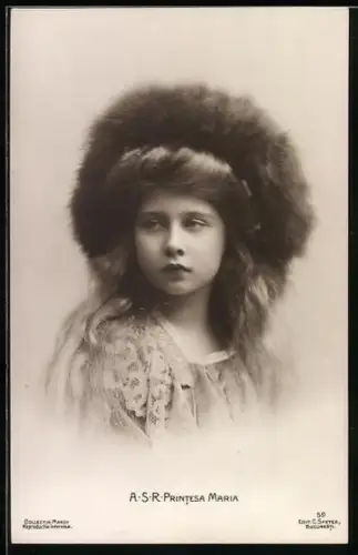 AK Printesa Maria, Kopfportrait mit Hut